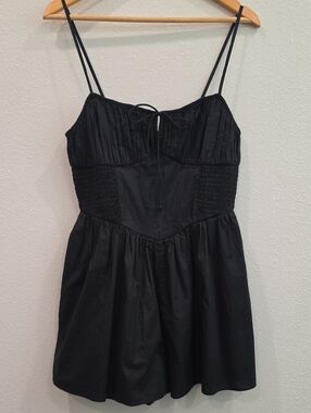 American Eagle Outfitters Black Smocked Romper with Spaghetti Straps